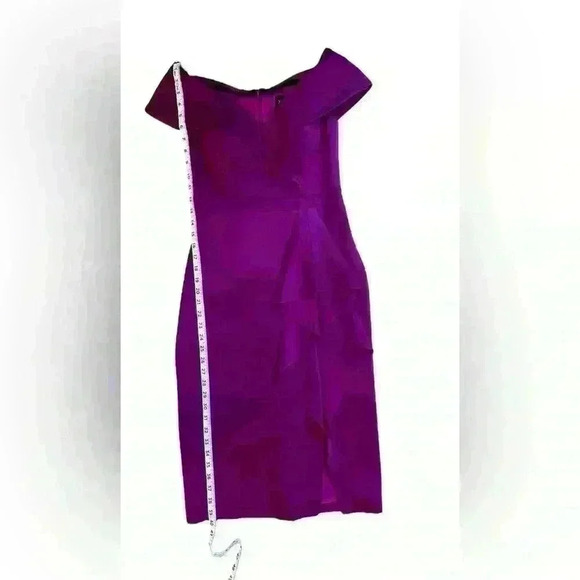 Xscape Waterfall Off The Shoulder Ruffle Formal Dress Purple Sz 4 (D197) - Picture 9 of 11